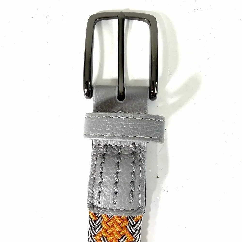 Orvis Voyager Belt Mens Size 38 Orange Gray Woven Stretch Braided USA